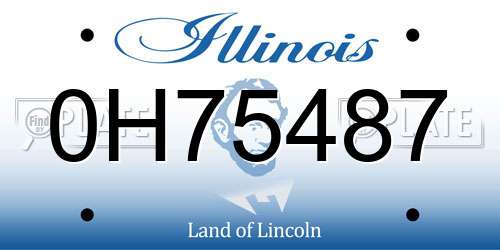 0H75487 Illinois License Plate