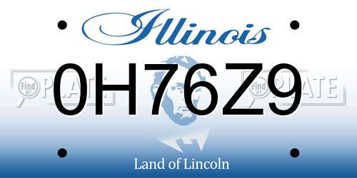 0H76Z9 Illinois License Plate