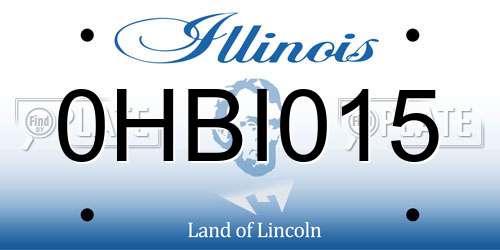 0HBI015 Illinois License Plate
