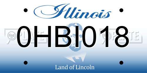 0HBI018 Illinois License Plate