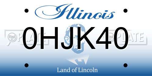 0HJK40 Illinois License Plate