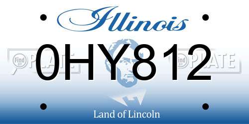 0HY812 Illinois License Plate