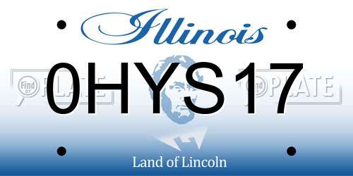 0HYS17 Illinois License Plate