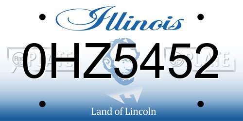 0HZ5452 Illinois License Plate