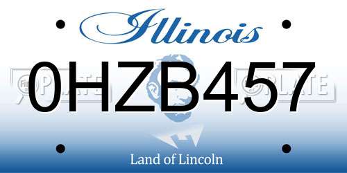 0HZB457 Illinois License Plate