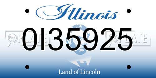 0I35925 Illinois License Plate