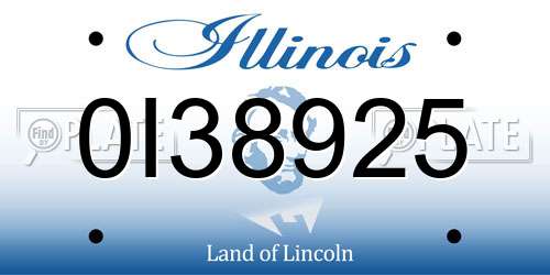 0I38925 Illinois License Plate