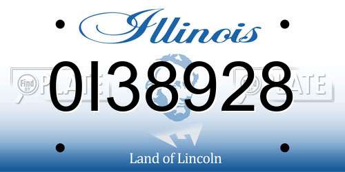 0I38928 Illinois License Plate