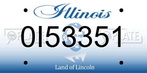 0I53351 Illinois License Plate