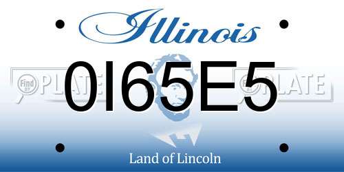 0I65E5 Illinois License Plate