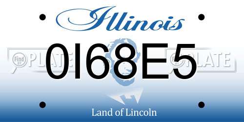 0I68E5 Illinois License Plate