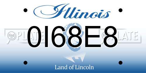 0I68E8 Illinois License Plate