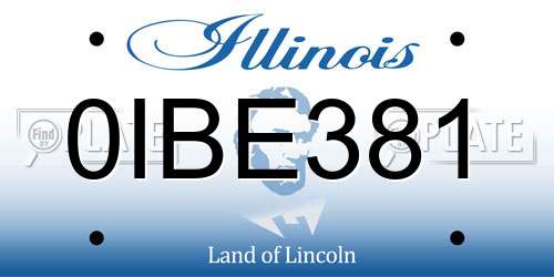 0IBE381 Illinois License Plate