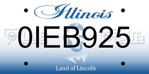 0IEB925 Illinois License Plate