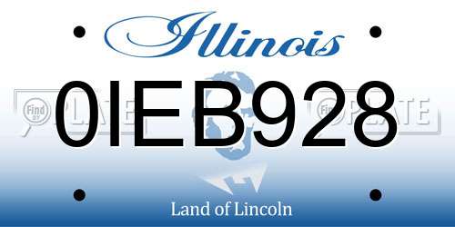 0IEB928 Illinois License Plate