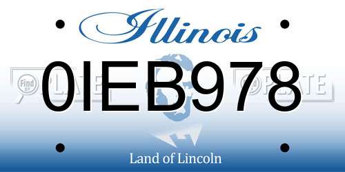 0IEB978 Illinois License Plate