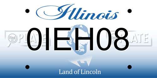 0IEH08 Illinois License Plate
