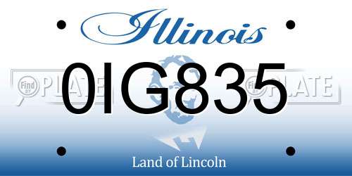 0IG835 Illinois License Plate