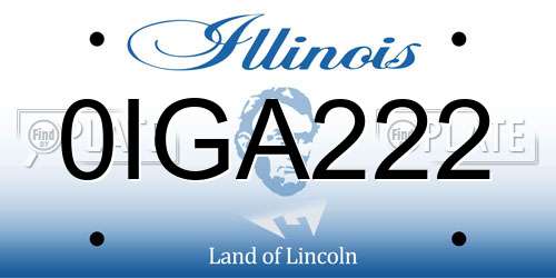 0IGA222 Illinois License Plate