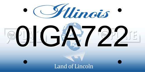 0IGA722 Illinois License Plate