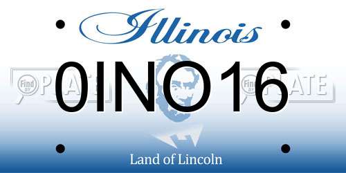 0INO16 Illinois License Plate