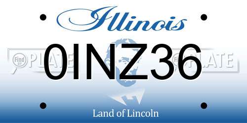 0INZ36 Illinois License Plate