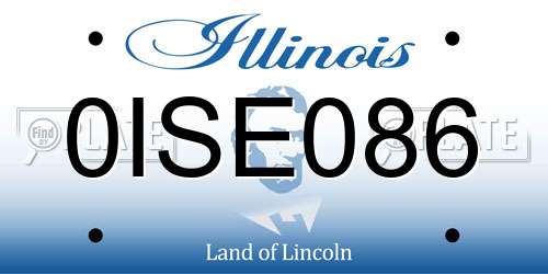 0ISE086 Illinois License Plate