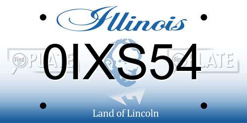 0IXS54 Illinois License Plate