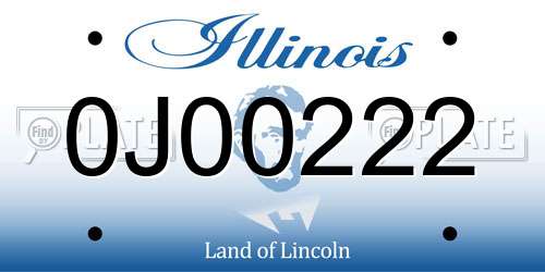 0J00222 Illinois License Plate