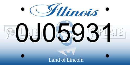 0J05931 Illinois License Plate