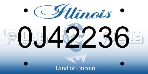 0J42236 Illinois License Plate