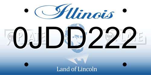 0JDD222 Illinois License Plate