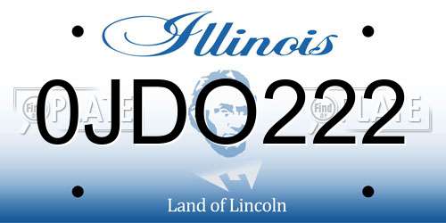 0JDO222 Illinois License Plate