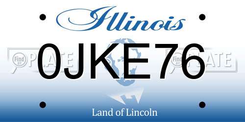 0JKE76 Illinois License Plate