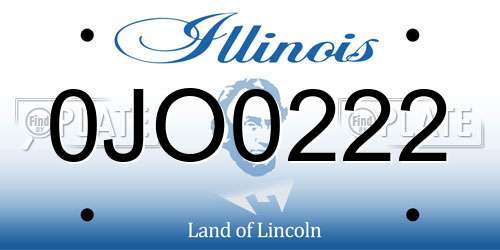 0JO0222 Illinois License Plate