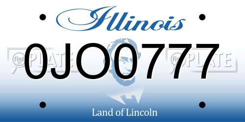 0JO0777 Illinois License Plate