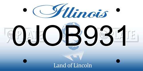 0JOB931 Illinois License Plate