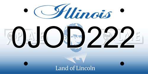 0JOD222 Illinois License Plate