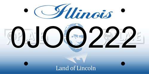 0JOO222 Illinois License Plate