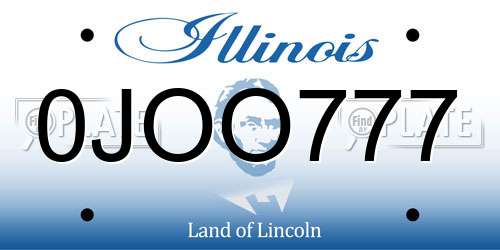 0JOO777 Illinois License Plate