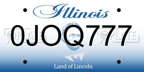 0JOQ777 Illinois License Plate