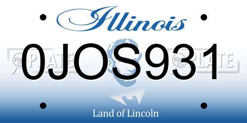 0JOS931 Illinois License Plate