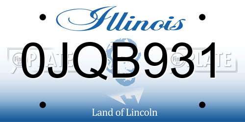 0JQB931 Illinois License Plate