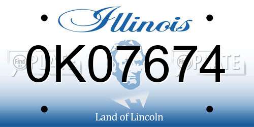 0K07674 Illinois License Plate