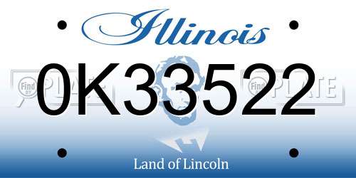 0K33522 Illinois License Plate