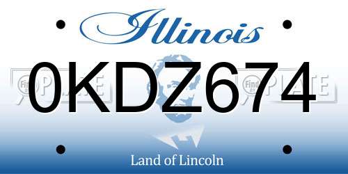 0KDZ674 Illinois License Plate