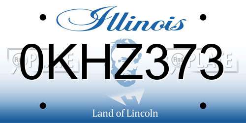 0KHZ373 Illinois License Plate