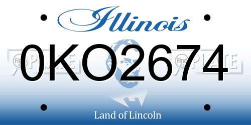 0KO2674 Illinois License Plate