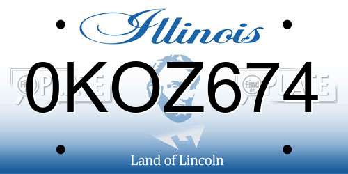 0KOZ674 Illinois License Plate