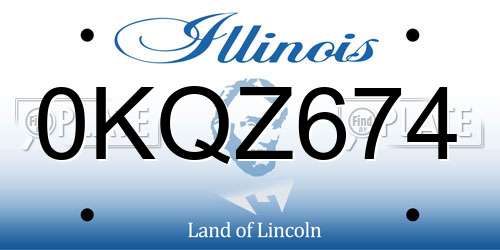 0KQZ674 Illinois License Plate